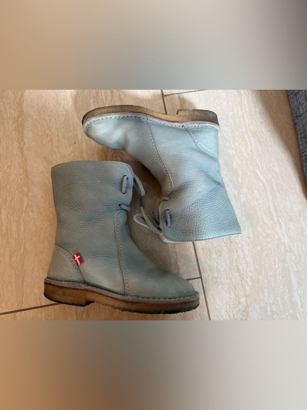 Duckfeet Light Blue Leather Shearling Lined Argus Boots - 37 - Picture 6 of 8